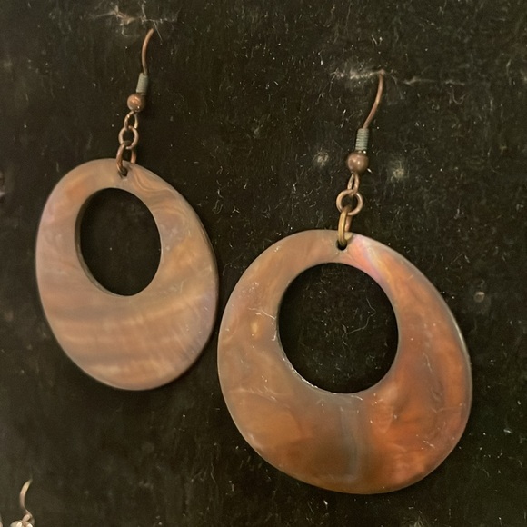 2.75” mixed metal open circle hoop dangle earrings on French wire - Picture 4 of 10